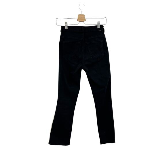 Mother Insider Crop Step Fray Jeans Guilty Racer Side Stripe Black Size 25 - Picture 7 of 13